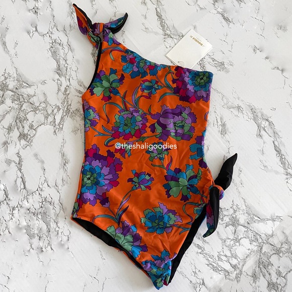LA DoubleJ Goddess Swimsuit Orange Floral One Piece - Picture 3 of 6